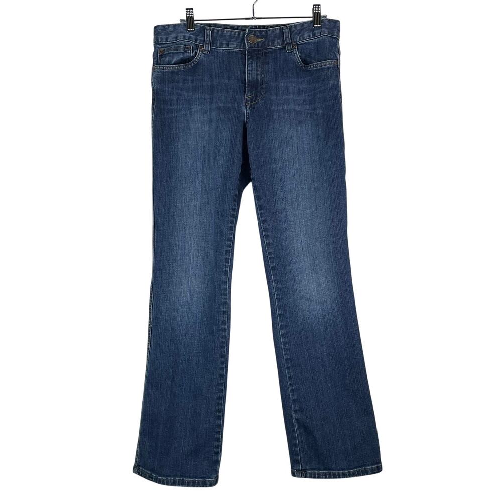 Y2K Calvin Klein Women's Medium Wash Jeans Size 12 Lean Boot Flap Pockets GUC